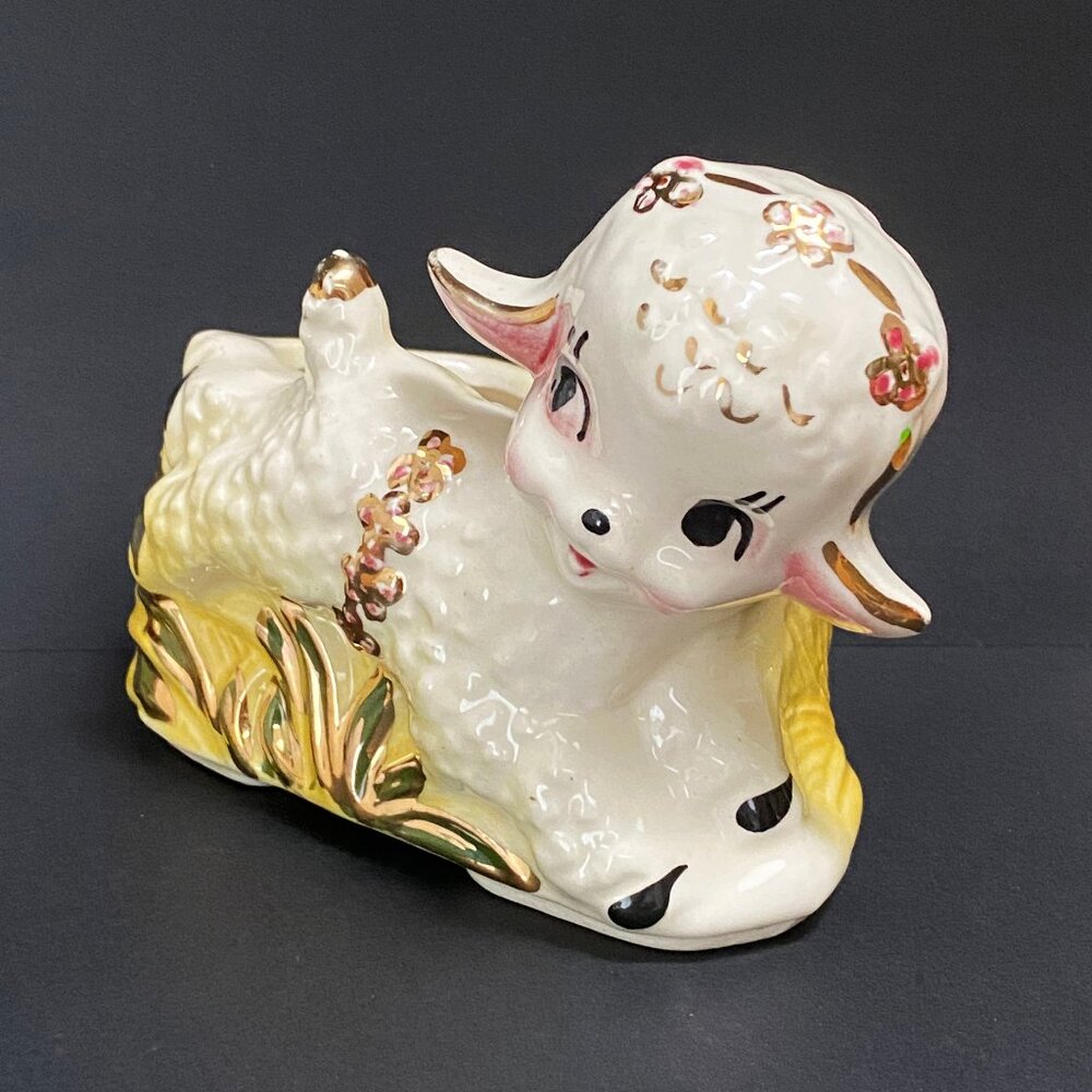 Vintage 23K Gold Guaranteed 1950s Lamb Planter - Picture 3 of 8